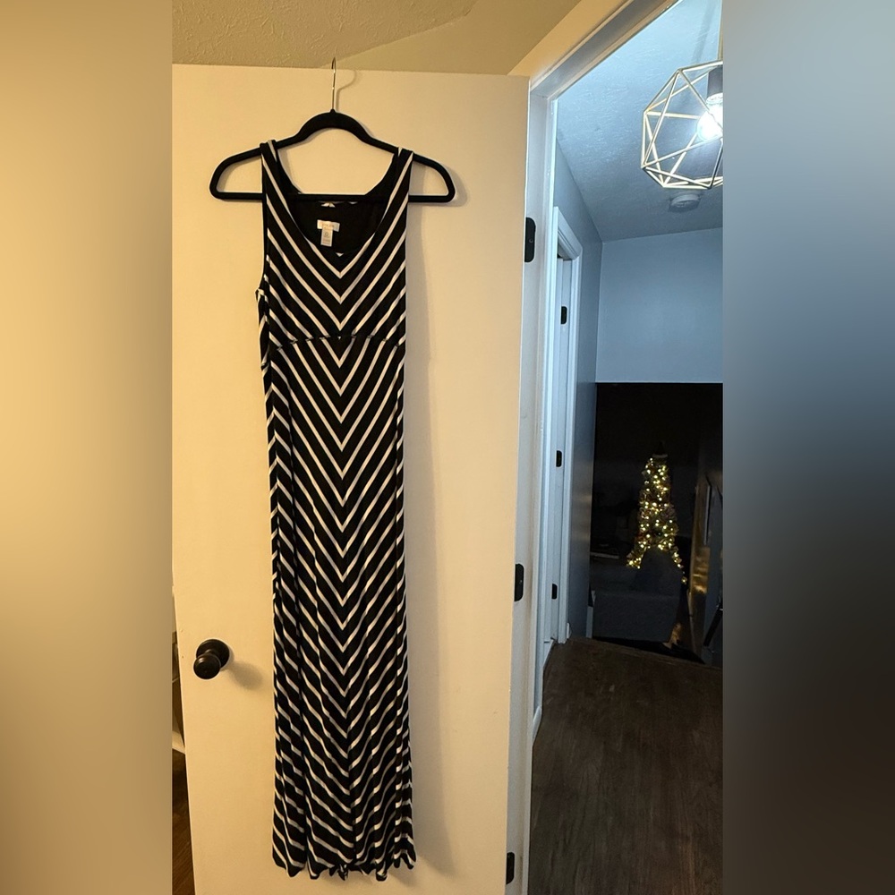 Chico's Black and White Striped Dress